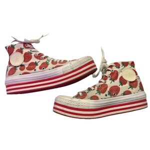 Converse x Marimekko Platform Sneakers Strawberry Print Canvas Red White W11 M9
